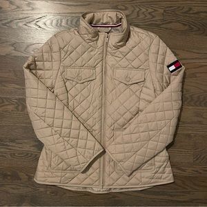 Tommy Hilfiger Women's Quilted Zip-Up Jacket Medium Khaki Tan NWOT